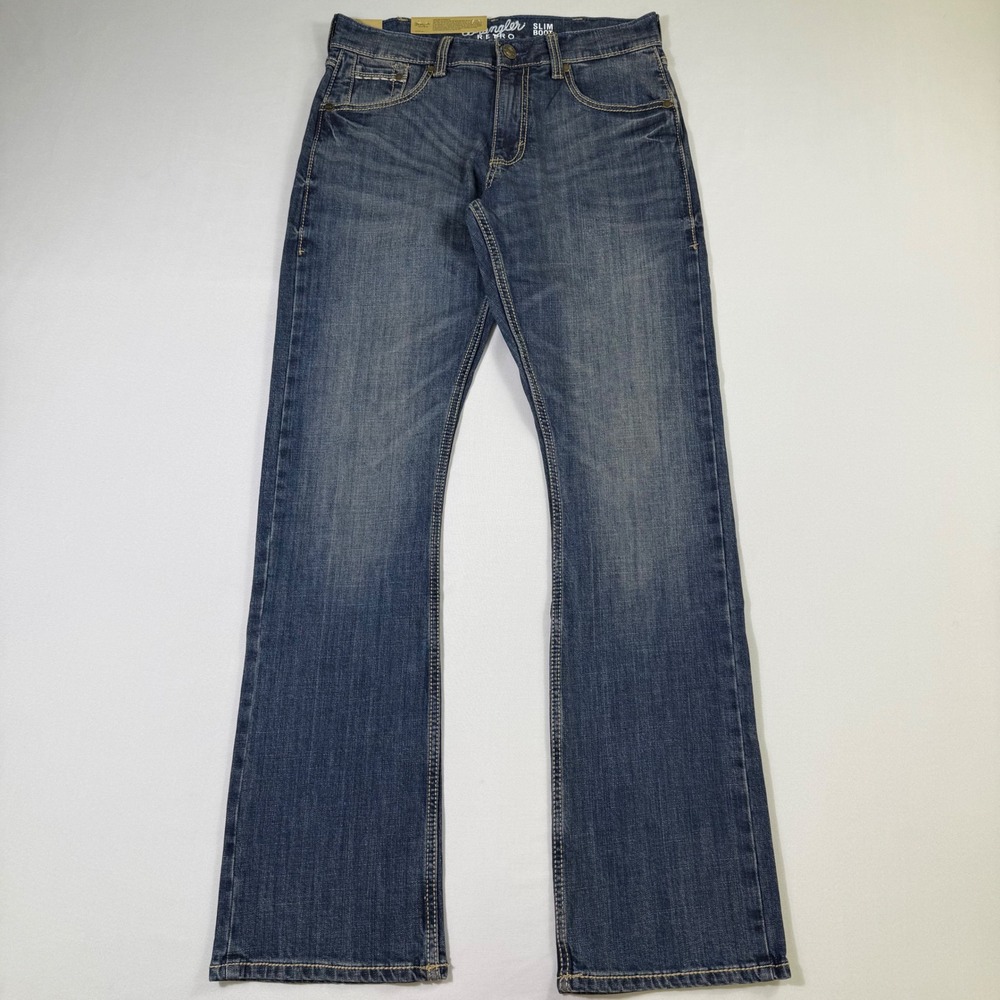 Wrangler Retro Slim Boot Jeans Mens 30x34 Blue Western Cowboy Stretch Denim NEW